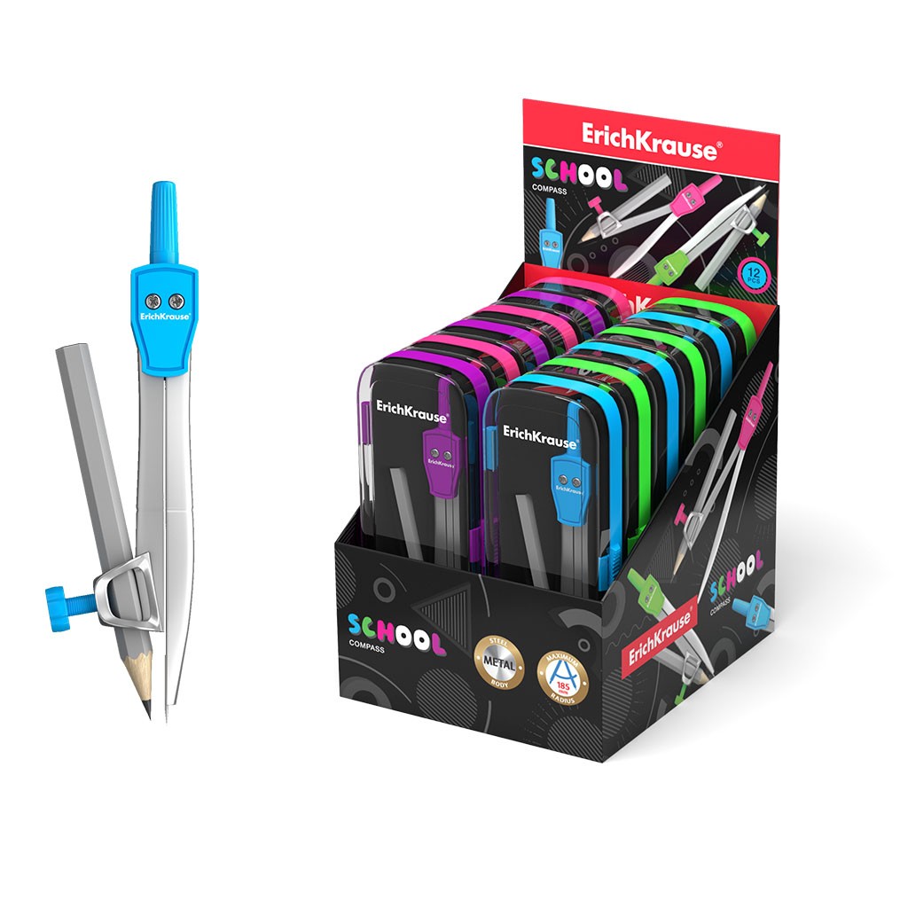 Compas metalic cu creion, suport universal, raza maxima 18,5 cm, lungime 123 mm - imagine 6